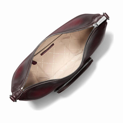 Michael Kors Merritt Medium Burnished Convertible Shoulder Bag - MAROON