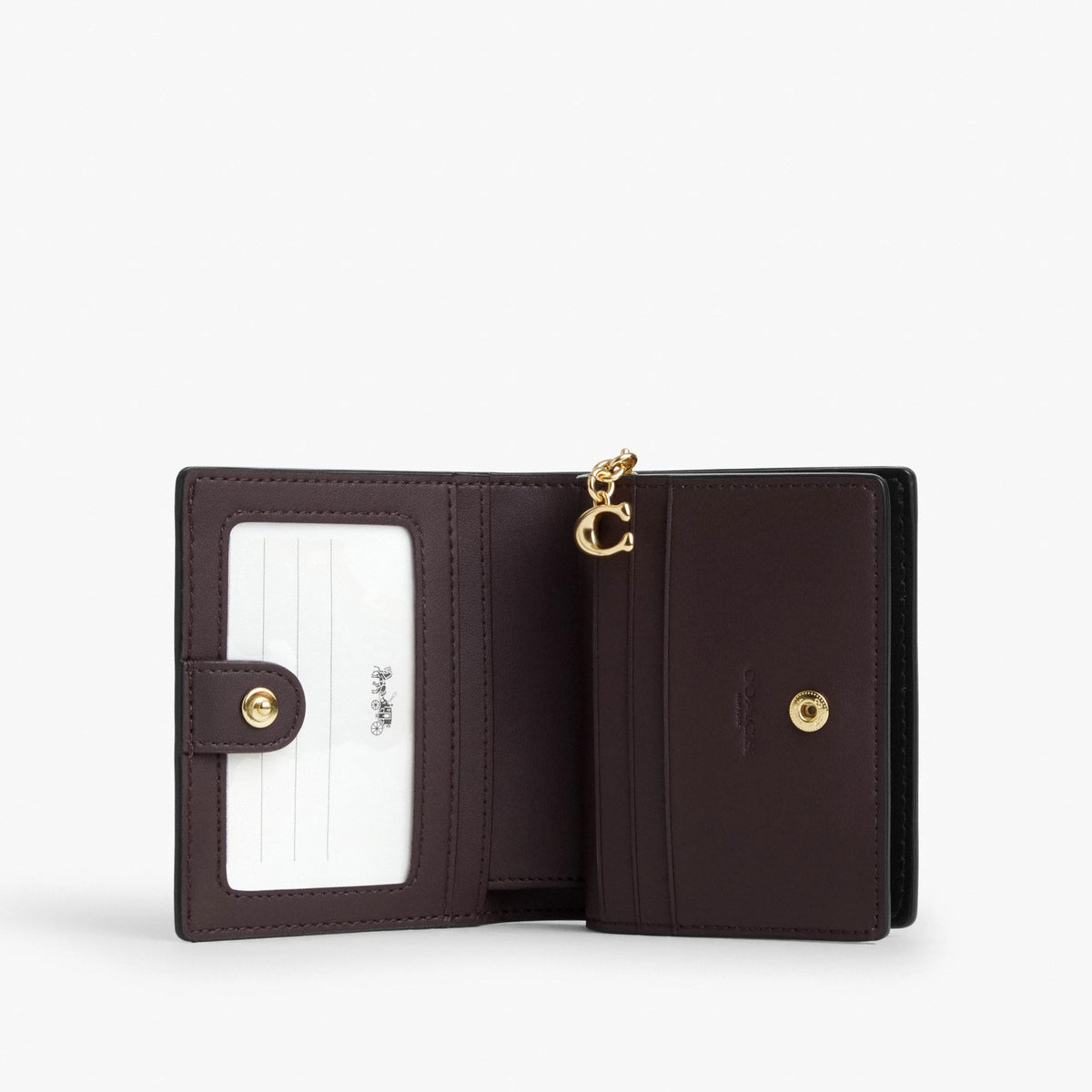 Coach Snap Wallet In Signature Canvas - Gold/Walnut/Black