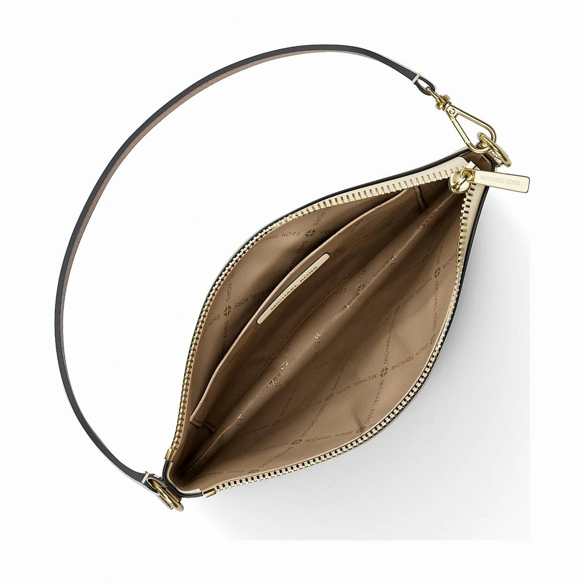 Michael Kors Jet Set Travel Metallic and Signature Logo Wristlet - PALE GOLD