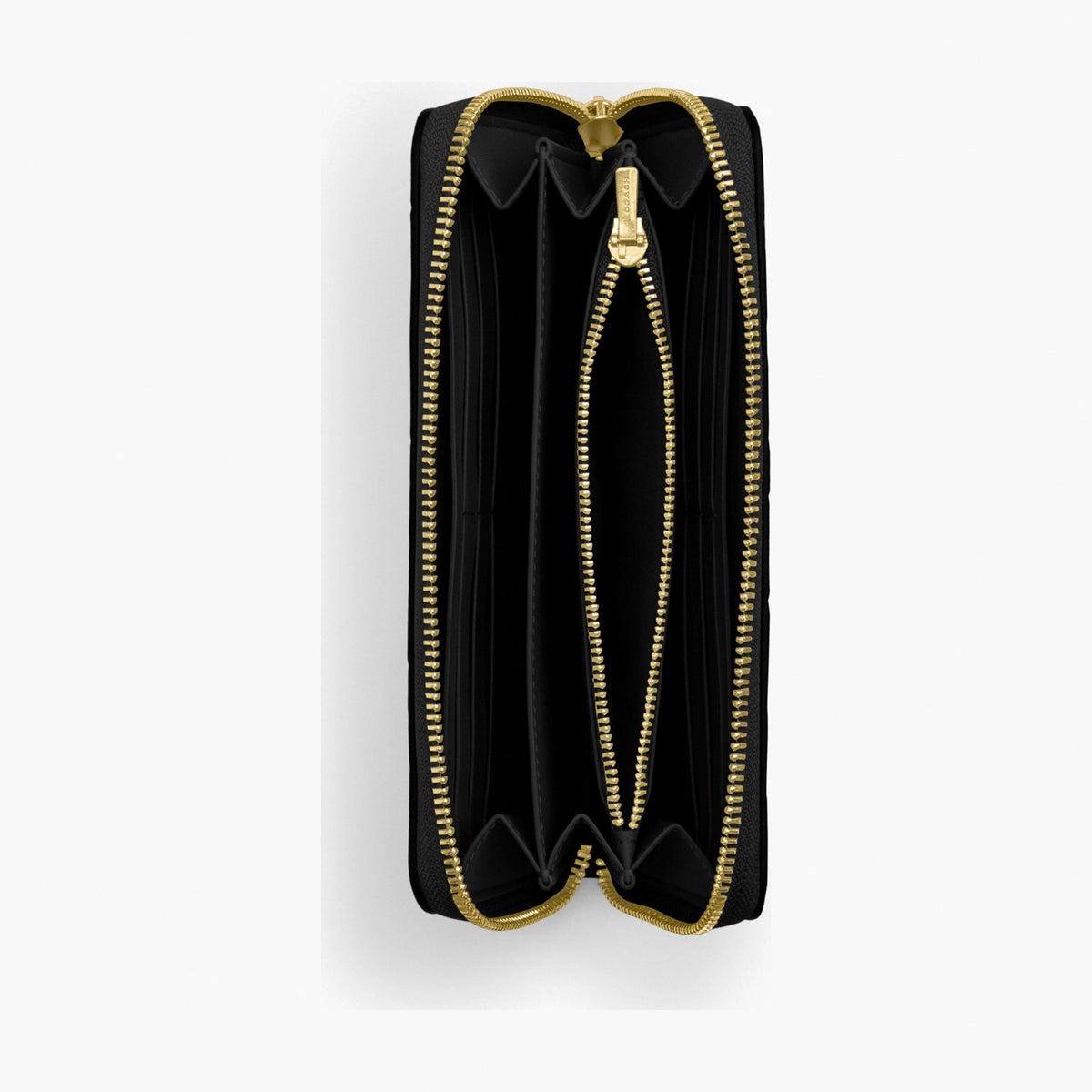 Coach Long Zip Around Wallet In Signature Leather - Gold/Black