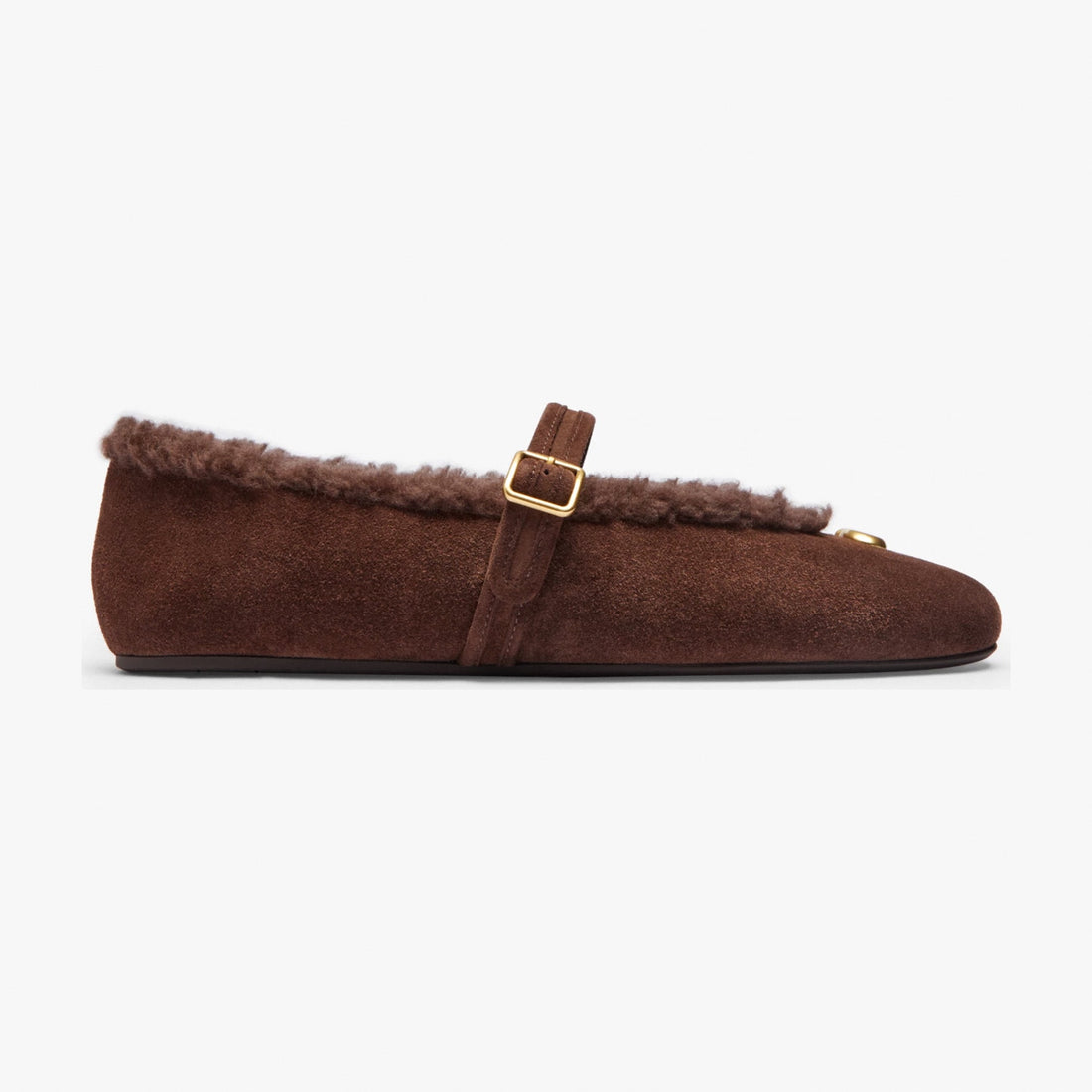 Coach Sculpted C Mary Jane In Shearling - Chocolate Brown
