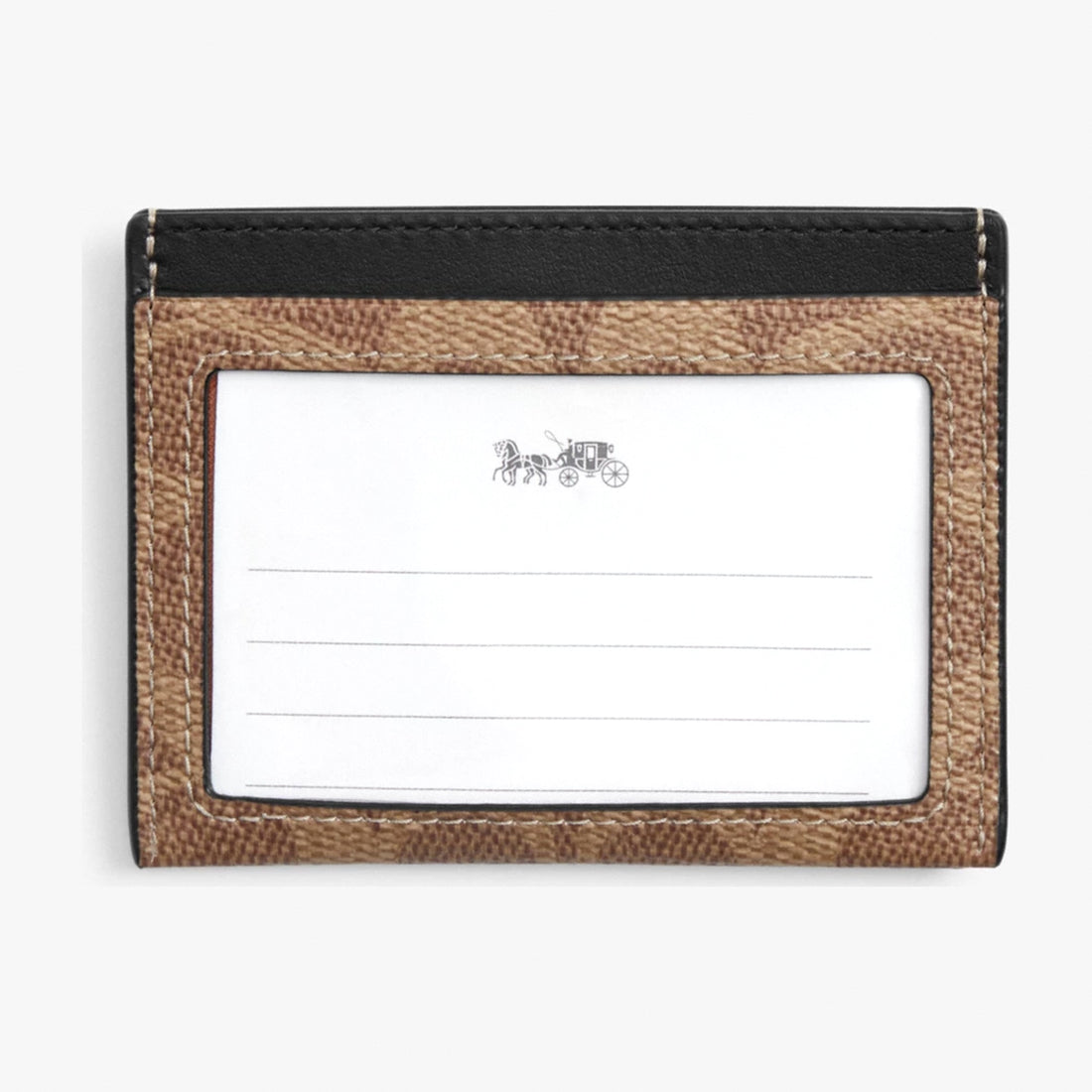 Coach Slim ID Card Case In Signature Canvas - Tan & Black