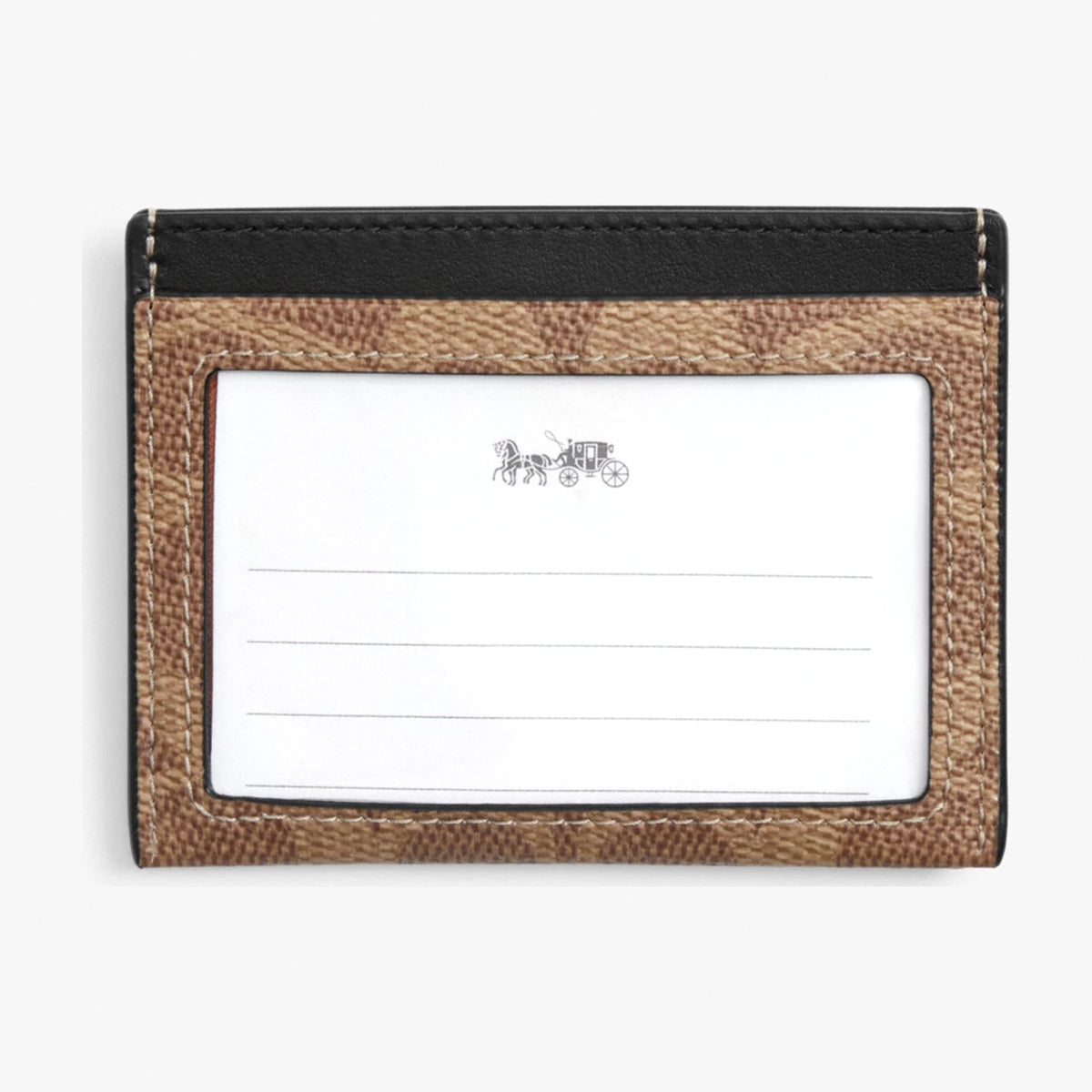 Coach Slim ID Card Case In Signature Canvas - Tan & Black