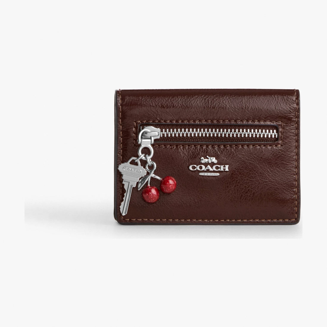 Coach Card Case With Charms - Silver/Maple