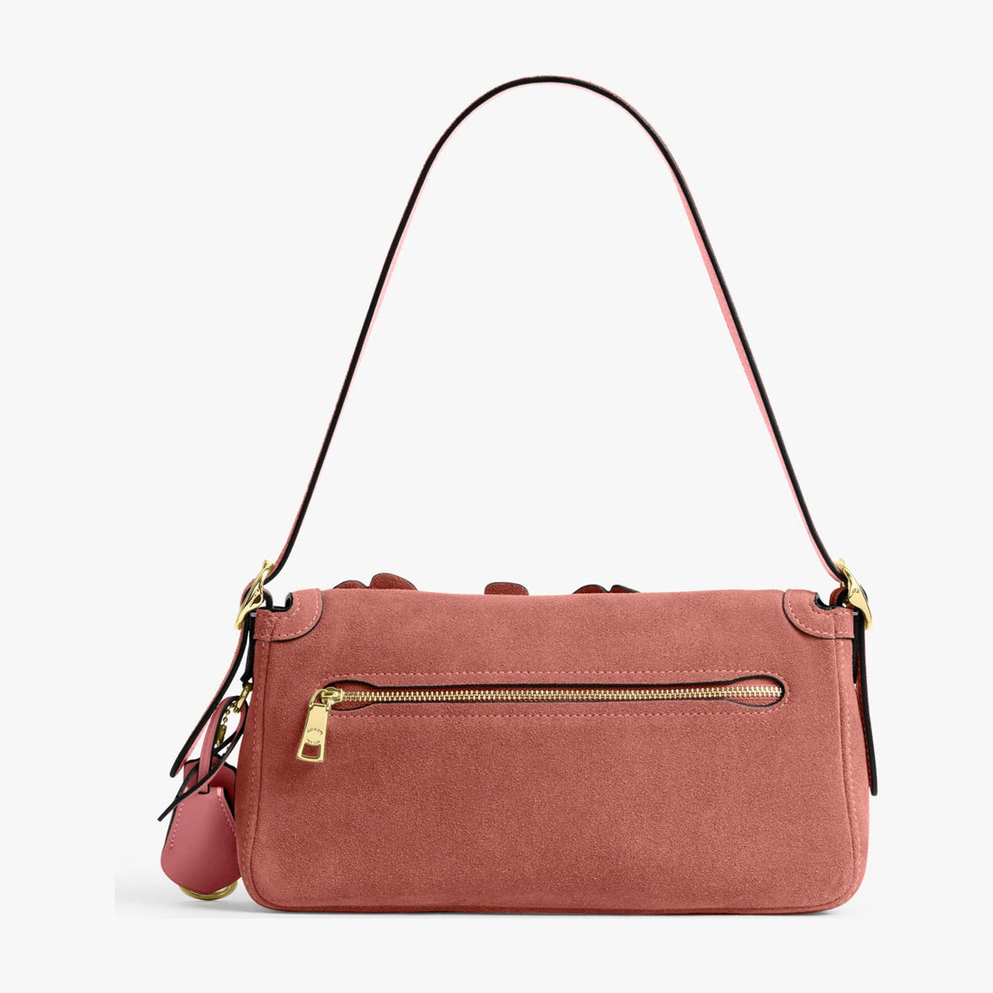 Coach Etta Small Flap Shoulder Bag With Floral Appliqué - Gold/Blush Pink