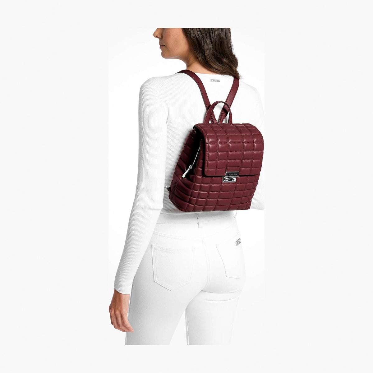 Michael Kors Tribeca Small Quilted Leather Backpack - OXBLOOD