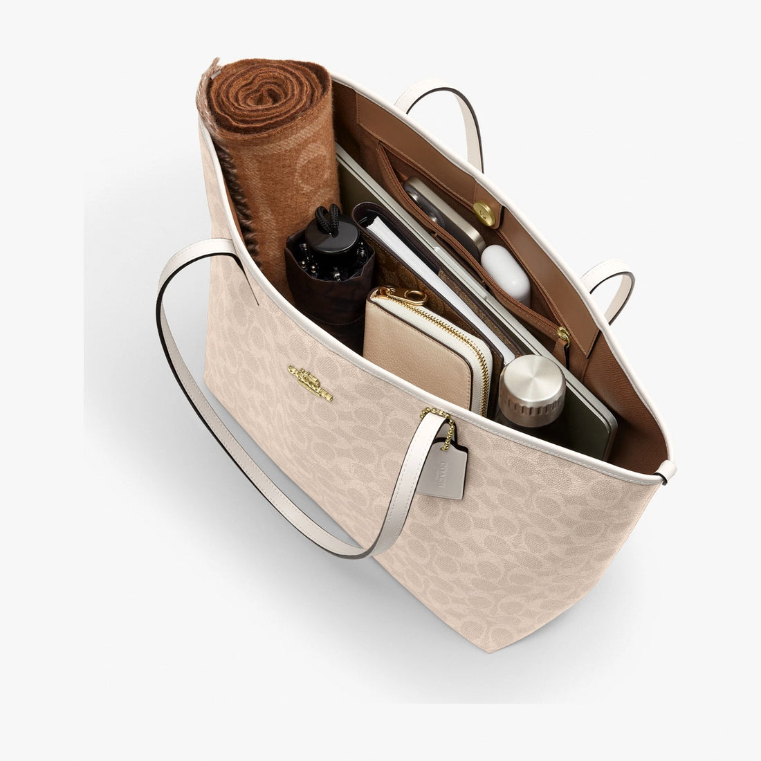 Coach City Tote Bag In Signature Canvas - Gold/Sand/Chalk