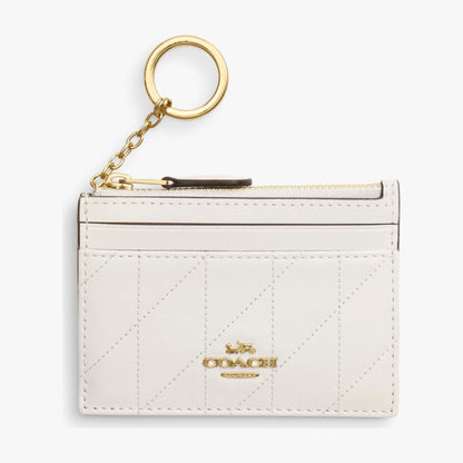 Coach Mini Skinny Id Case With Quilting - Gold/Chalk