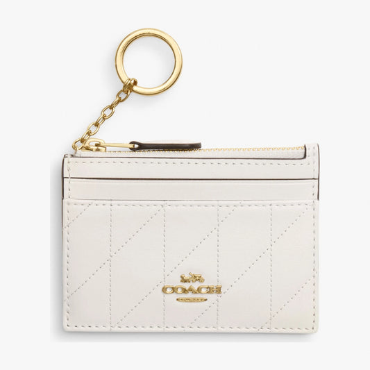 Coach Mini Skinny Id Case With Quilting - Gold/Chalk