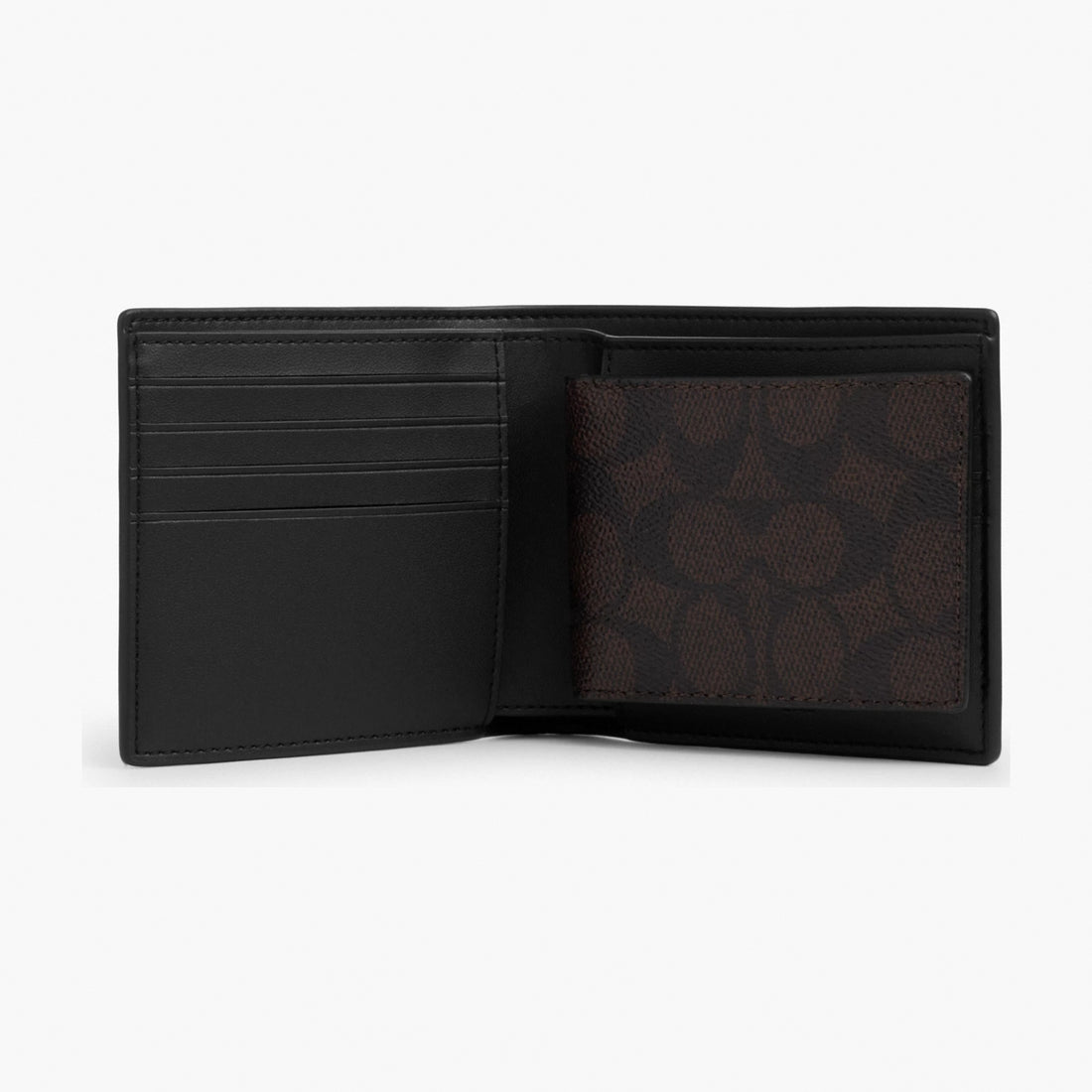 Coach 3-In-1 Wallet In Signature Canvas With Patches - Silver/Walnut/Black