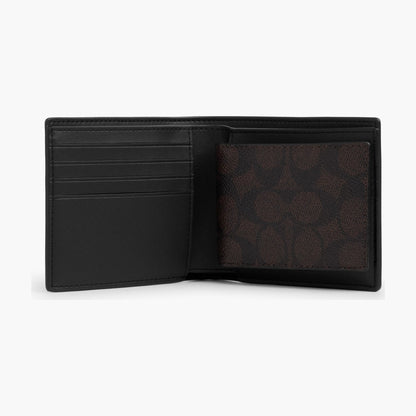 Coach 3-In-1 Wallet In Signature Canvas With Patches - Silver/Walnut/Black