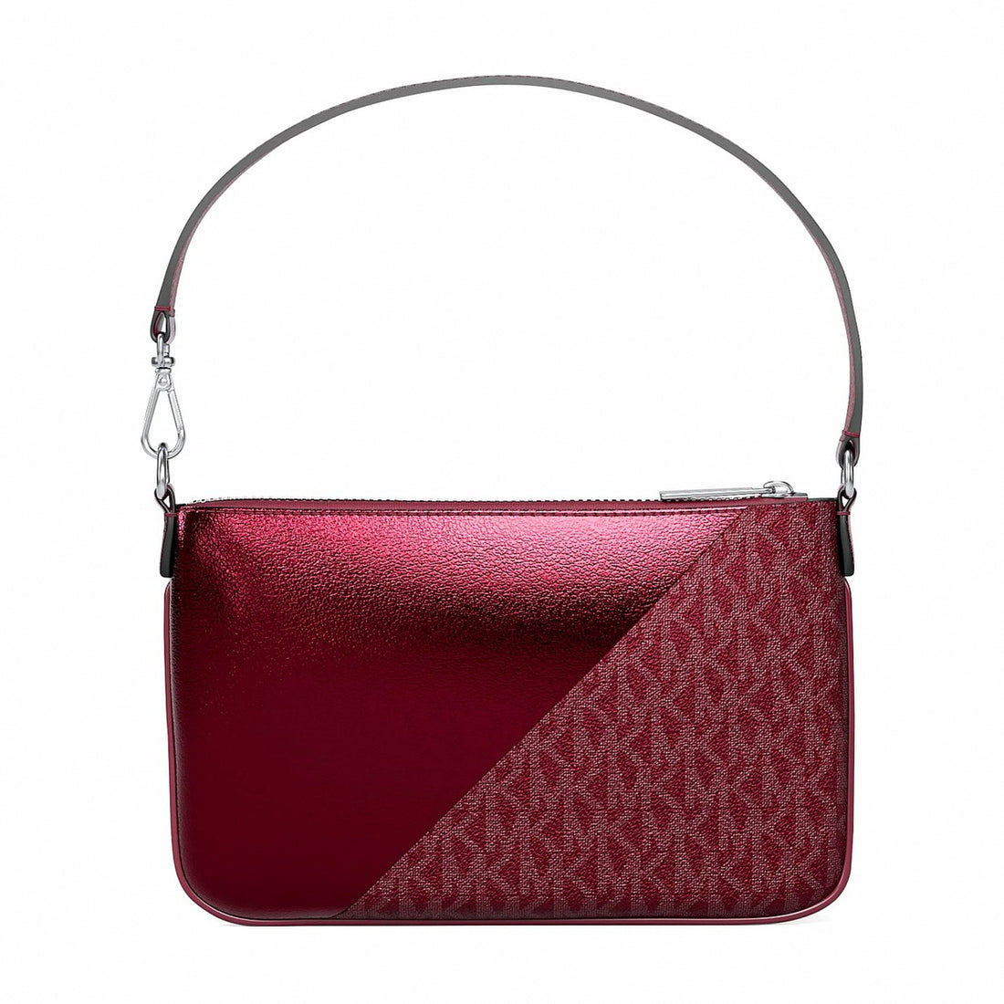 Michael Kors Jet Set Travel Metallic and Signature Logo Wristlet - MAROON