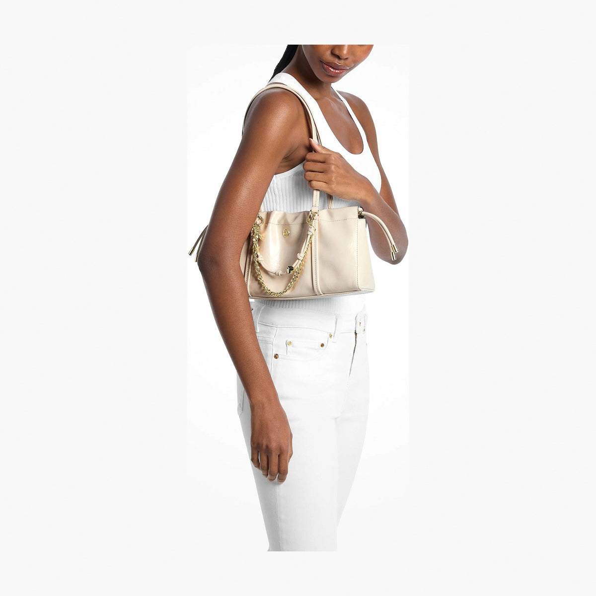 Michael Kors Matilda Small Cinched Shoulder Bag - LT CREAM