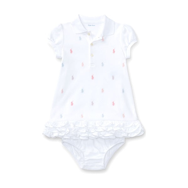 Ralph Lauren Baby Girl Ruffled Polo Dress & Bloomer - White