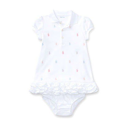 Ralph Lauren Baby Girl Ruffled Polo Dress & Bloomer - White