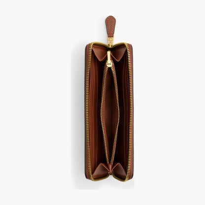 Coach New York Slim Accordion Zip Wallet In Loved Leather - Brass/Brown