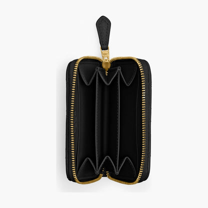 Coach Essential Small Zip Around Card Case With Pillow Quilting - Brass/Black