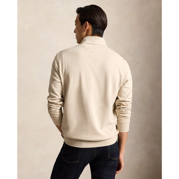 Polo Ralph Lauren Luxury Jersey Quarter-Zip Pullover - Expedition Dune Heather