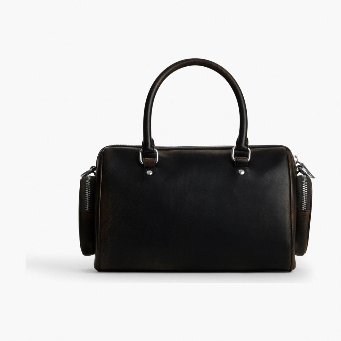 Coach Rowan Satchel Bag With Pockets In Loved Leather - Silver/Black Brown