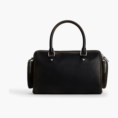 Coach Rowan Satchel Bag With Pockets In Loved Leather - Silver/Black Brown