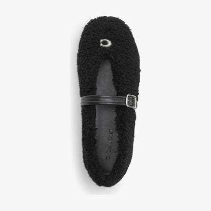 Coach Sculpted C Mary Jane In Shearling - Black