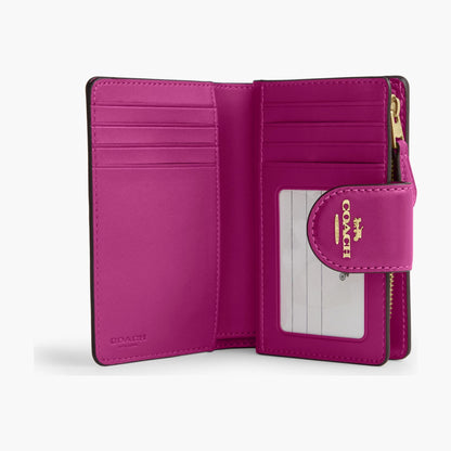 Coach Medium Corner Zip Wallet - Gold/Magenta