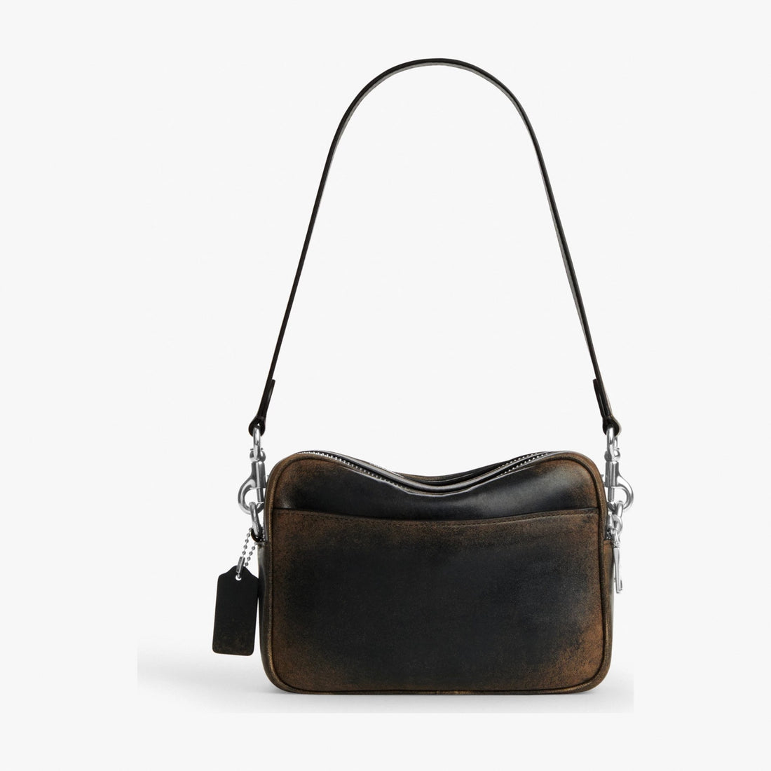 Coach Mini Carey Crossbody Bag In Loved Leather - Silver/Black Brown