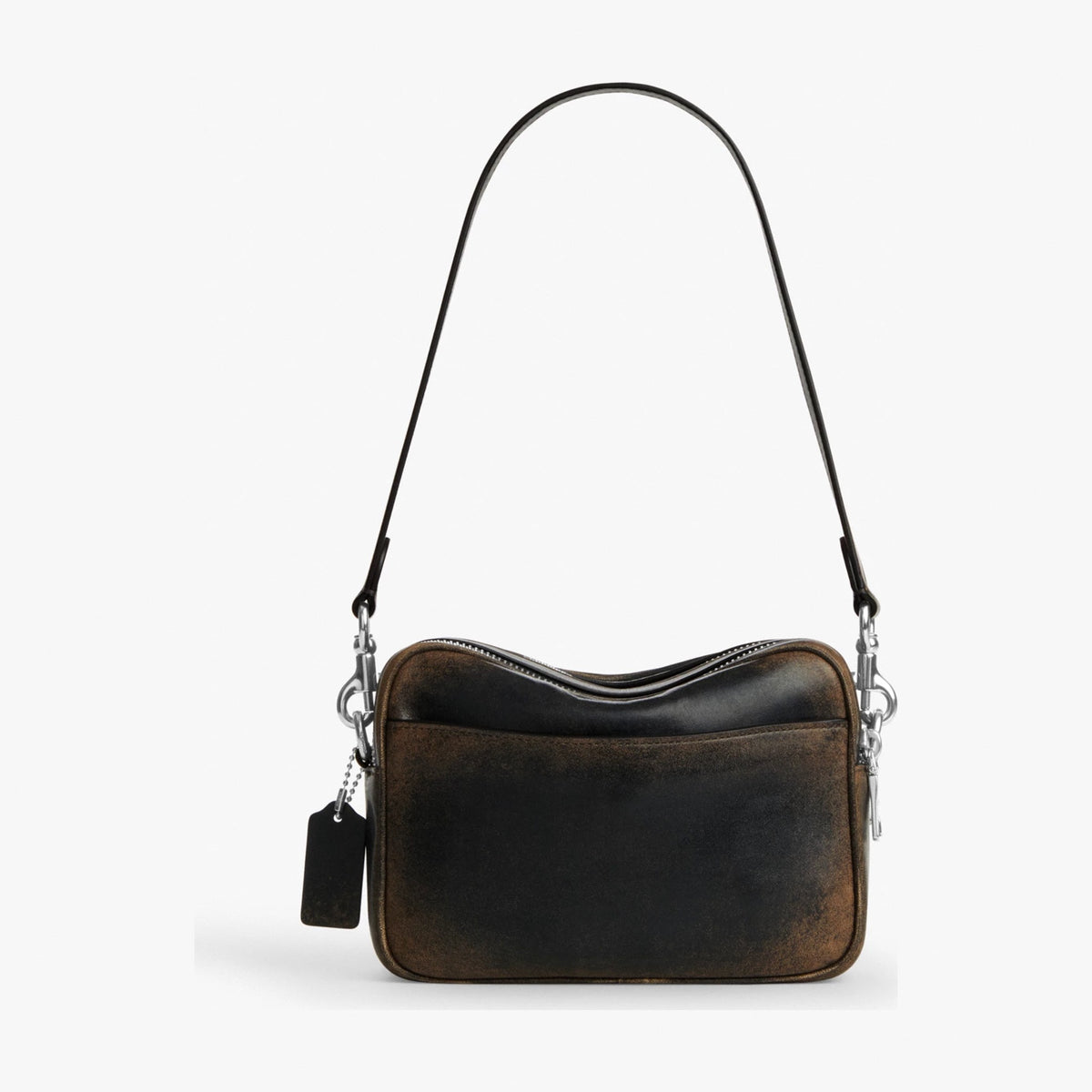 Coach Mini Carey Crossbody Bag In Loved Leather - Silver/Black Brown