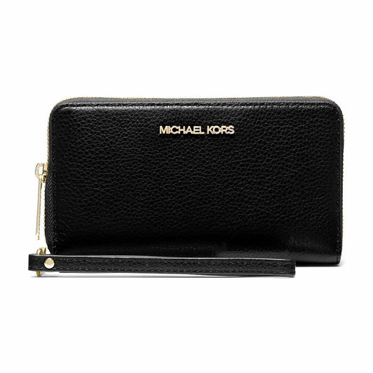Michael Kors Large Pebbled Leather Smartphone Wristlet - BLACK