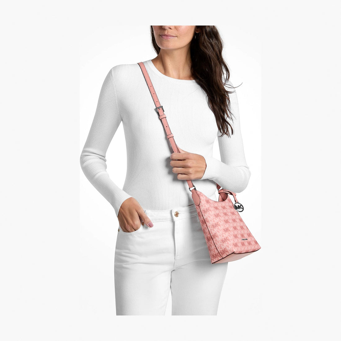 Michael Kors Maya Small Signature Logo Crossbody Bag - SUNSET ROSE