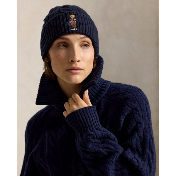 Polo Ralph Lauren Polo Bear Cable Wool-Blend Beanie - Navy