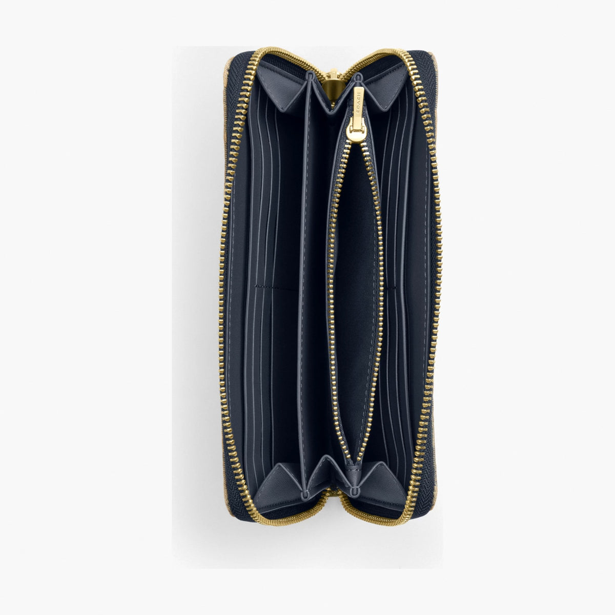 Coach Long Zip Around Wallet In Signature Regenerative Cotton Denim - Gold/Denim