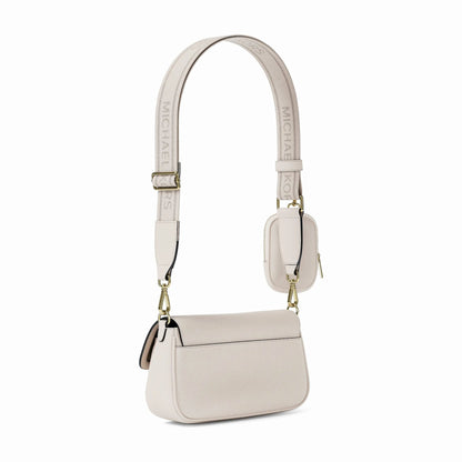 Michael Kors Jet Set Travel Small Pebbled Leather Crossbody Bag With Pouch - LT CREAM