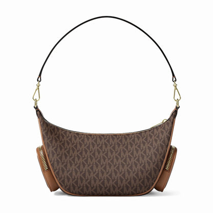 Michael Kors Merritt Small Signature Logo Convertible Shoulder Bag - BROWN