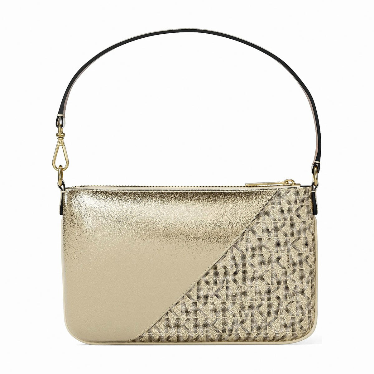 Michael Kors Jet Set Travel Metallic and Signature Logo Wristlet - PALE GOLD
