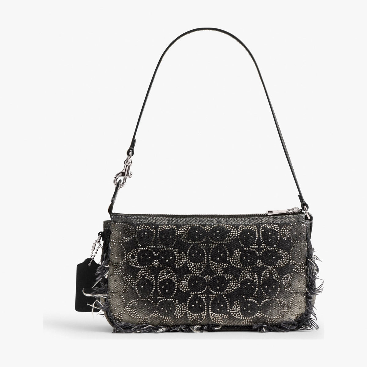 Coach Plaza Bag In Regenerative Cotton Denim With Loved Crystal Signature - Silver/Black