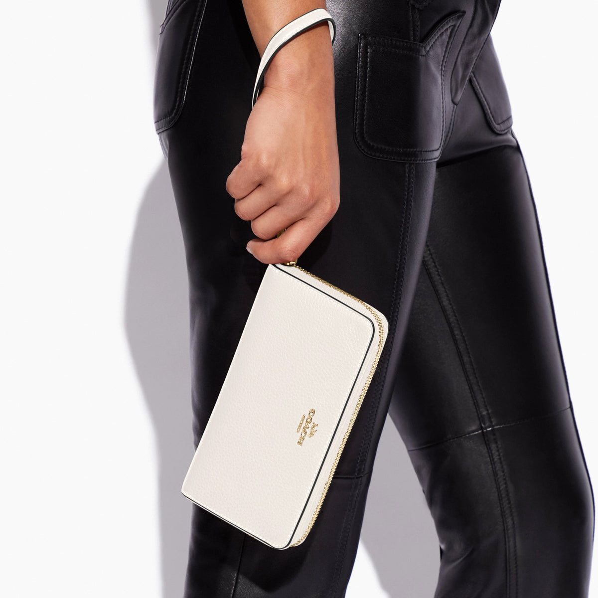 Coach Long Zip Around Wallet - Gold/Chalk