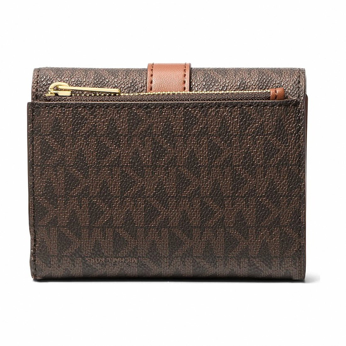 Michael Kors Greenwich Medium Signature Logo Trifold Wallet - BROWN