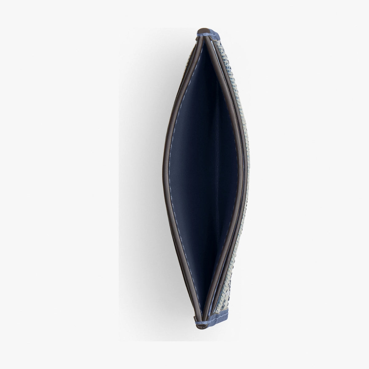 Coach Essential Card Case In Regenerative Cotton Denim With Crystal Signature - Brass/Denim