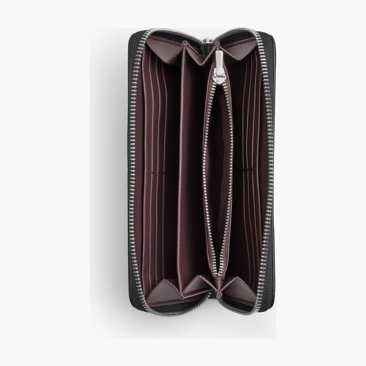 Coach Long Zip Around Wallet - Silver/Black