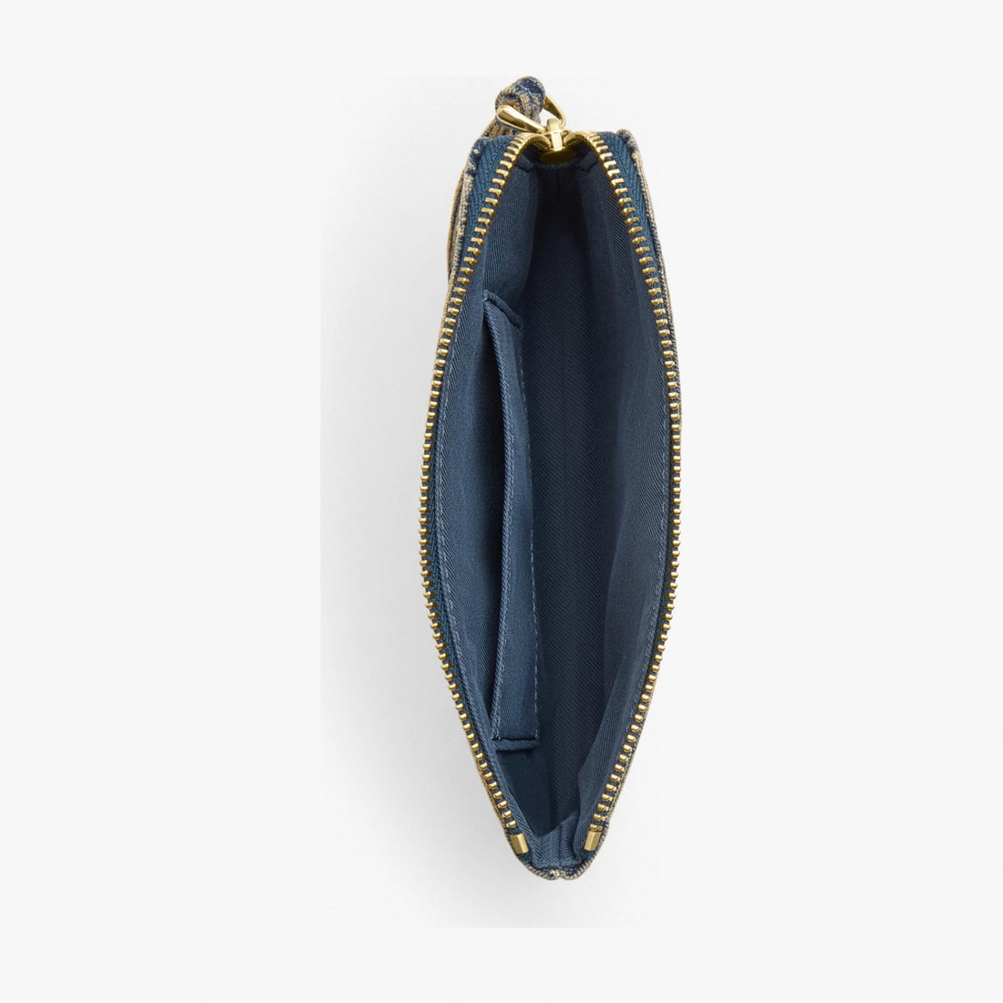 Coach Corner Zip Wristlet In Signature Regenerative Cotton Denim - Gold/Denim