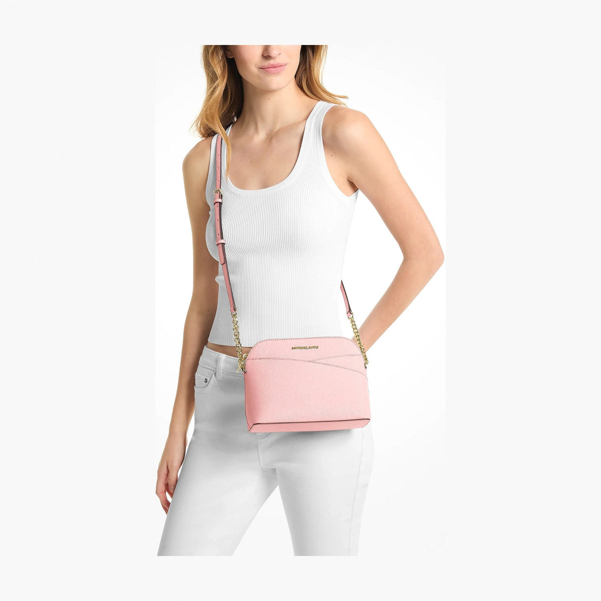 Michael Kors Jet Set Travel Medium Dome Crossbody Bag - POWDER BLUSH