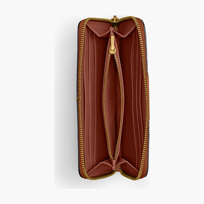 Coach Essential Slim Accordion Zip Wallet In Signature Canvas - Brass/Tan Caramel