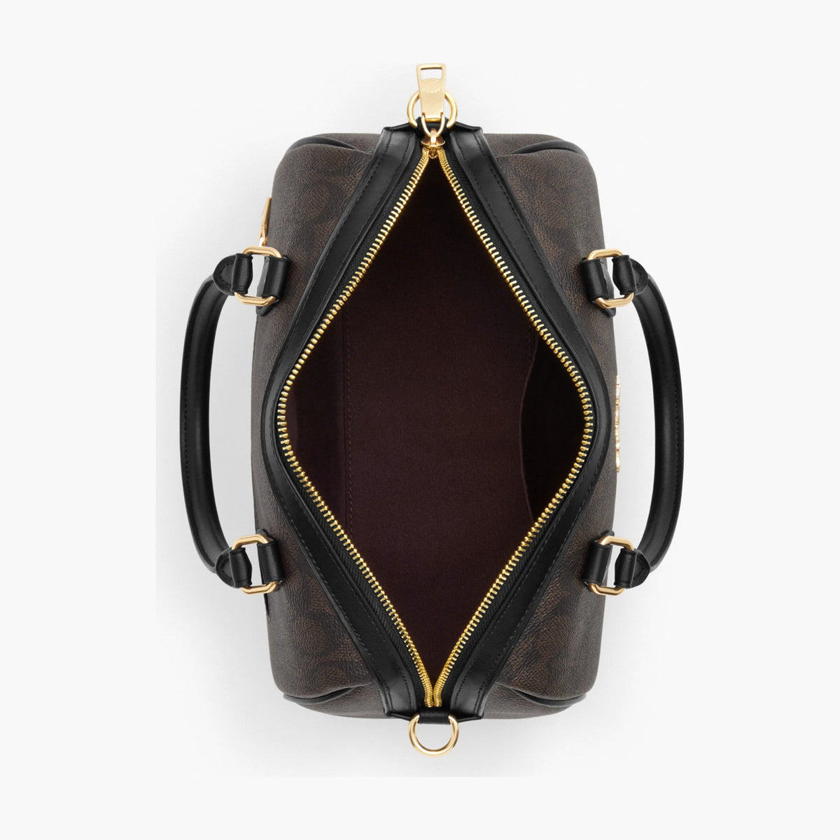 Coach Rowan Satchel Bag In Signature Canvas - Gold/Walnut/Black