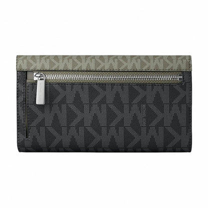 Michael Kors Jet Set Travel Signature Logo Tri-Fold Wallet - OLIVE