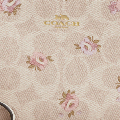 Coach Corner Zip Wristlet In Signature Canvas With Floral Print - Gold/Sand Multi