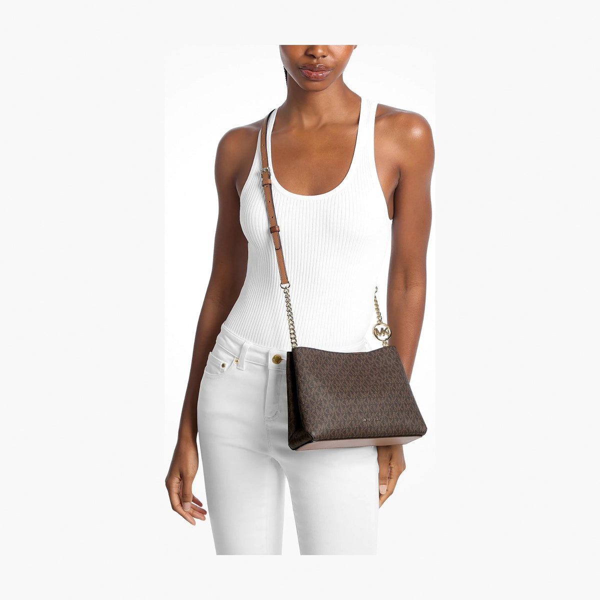Michael Kors Christina Small Signature Logo Crossbody Bag - BROWN