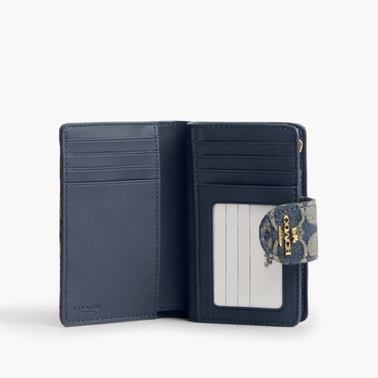 Coach Medium Corner Zip Wallet In Signature Regenerative Cotton Denim test - Gold/Denim