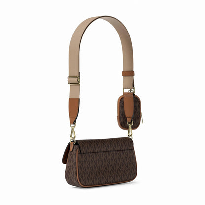 Michael Kors Jet Set Travel Small Signature Logo Crossbody Bag With Pouch - BROWN