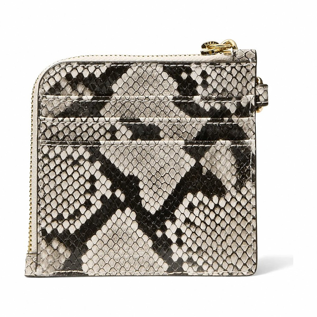 Michael Kors Jet Set Travel Medium Snake Embossed Chain Wallet - LT CREAM
